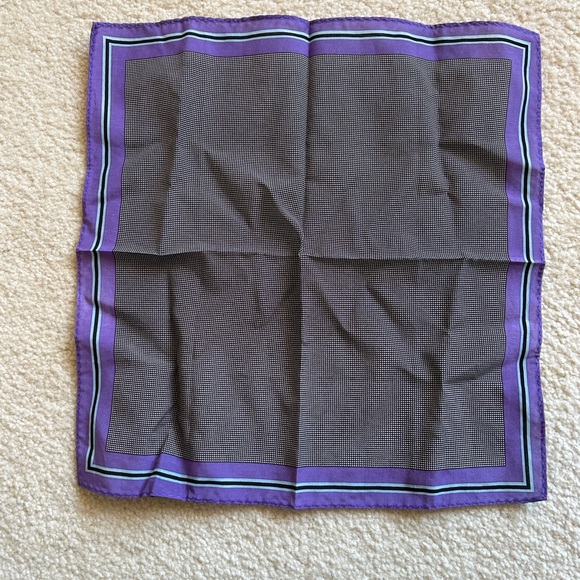 Calibrate Pocket Square Houndstooth gray black blue purple silk cotton blend - Picture 1 of 3